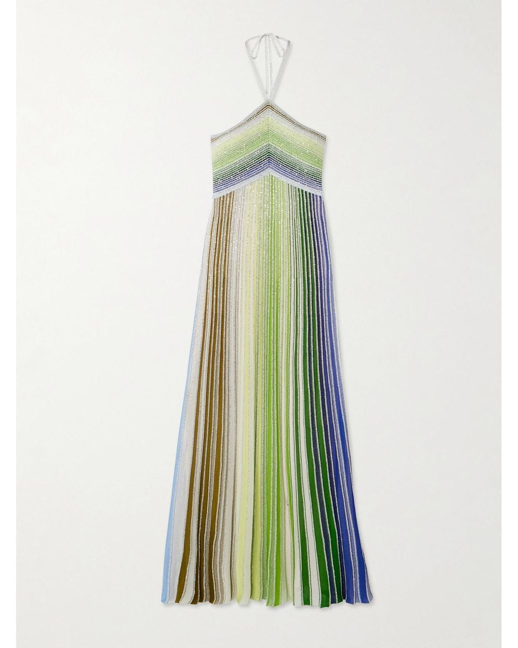missoni sequin-embellished knitted dress Metallic Crochet-Knit Halterneck Maxi in Green Mini dress