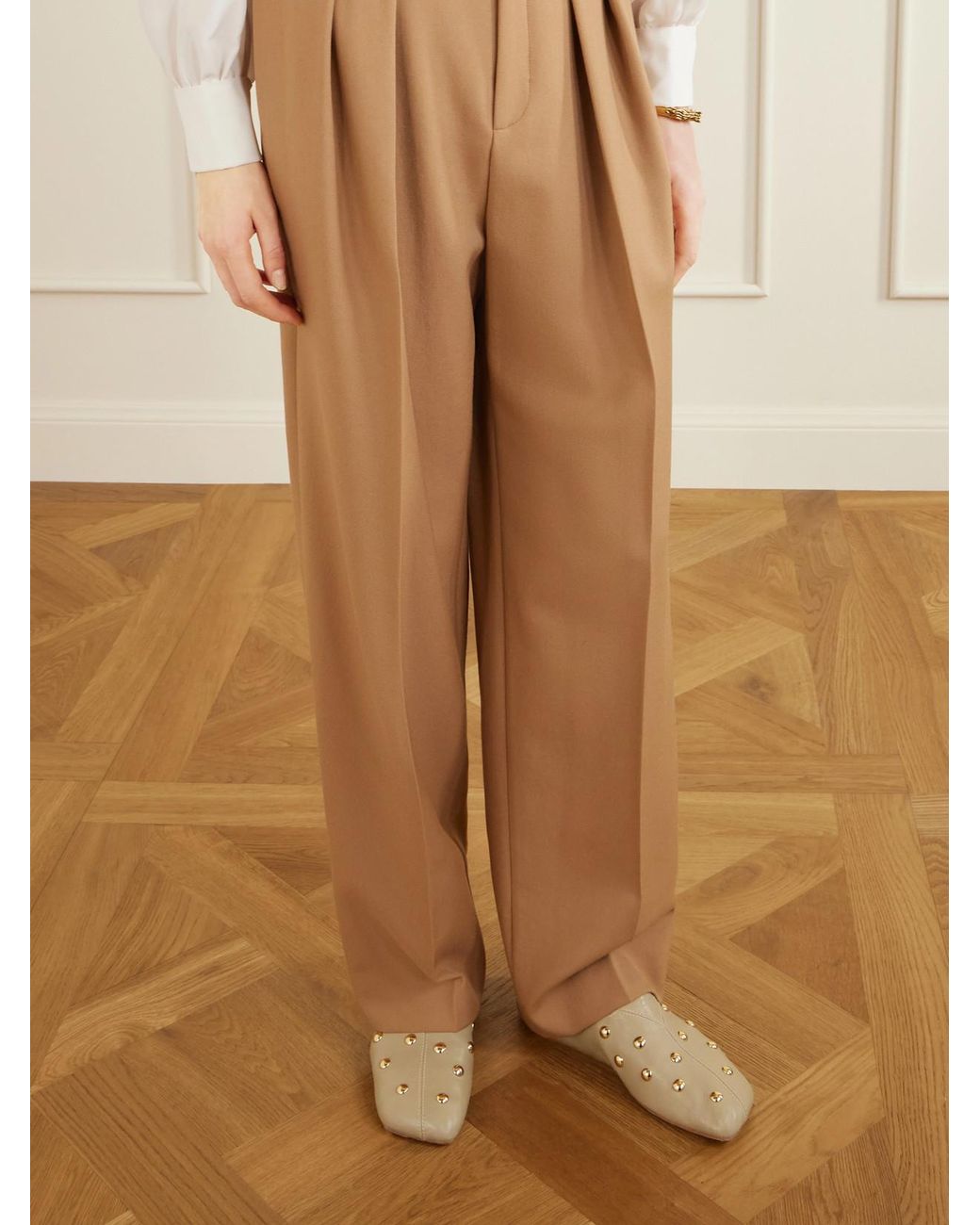 Chloé Natural Rita Embellished Leather Ballet Flats