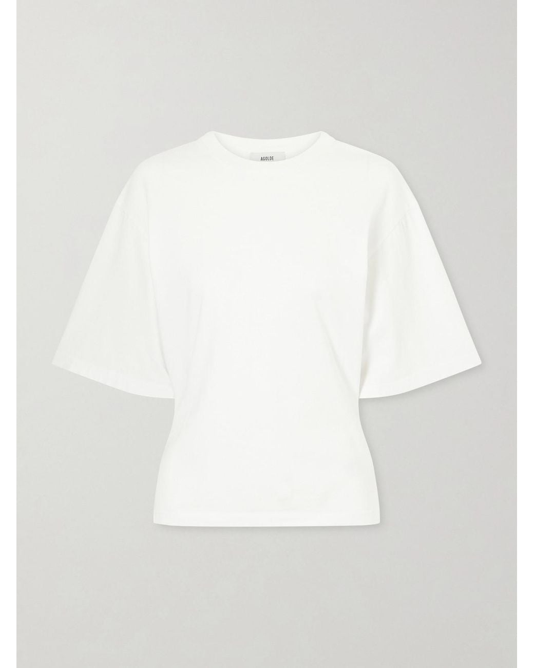 Agolde White Storey Gathered Cotton-Jersey T-Shirt