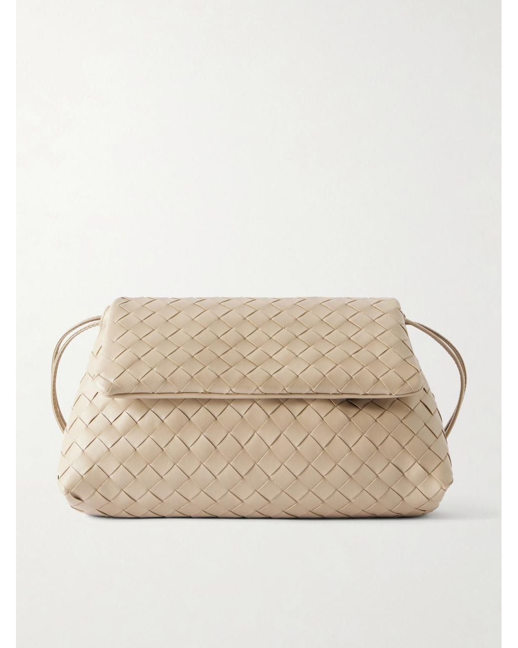 Bottega Veneta Natural Giorno Intrecciato Leather Shoulder Bag