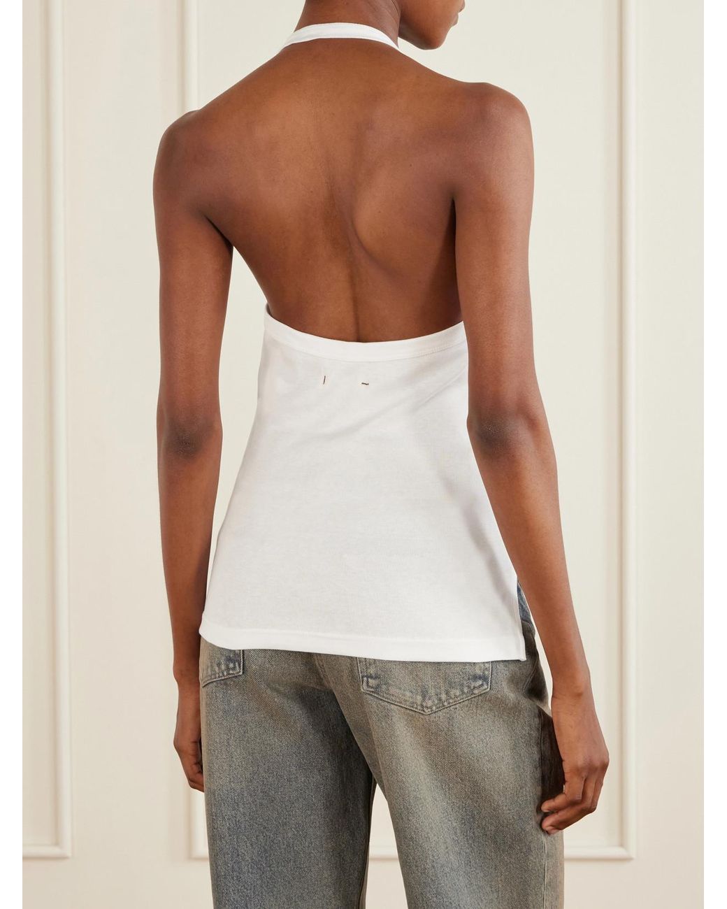 OSSOU White Clovis Cotton Jersey Halterneck Tank