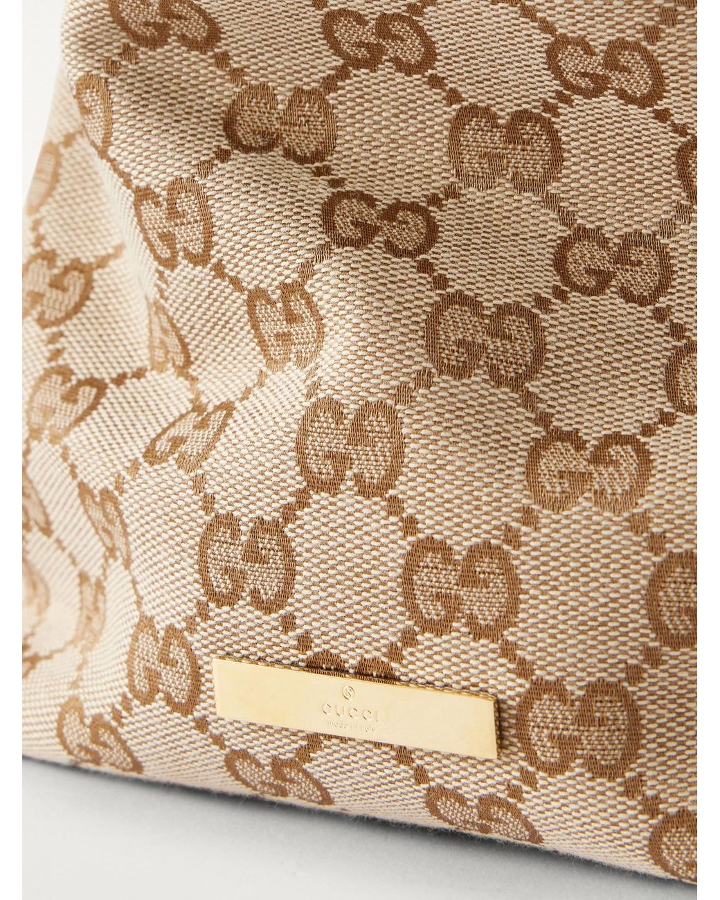 Gucci Natural Soft Loop Canvas-Jacquard Top-Handle Bag
