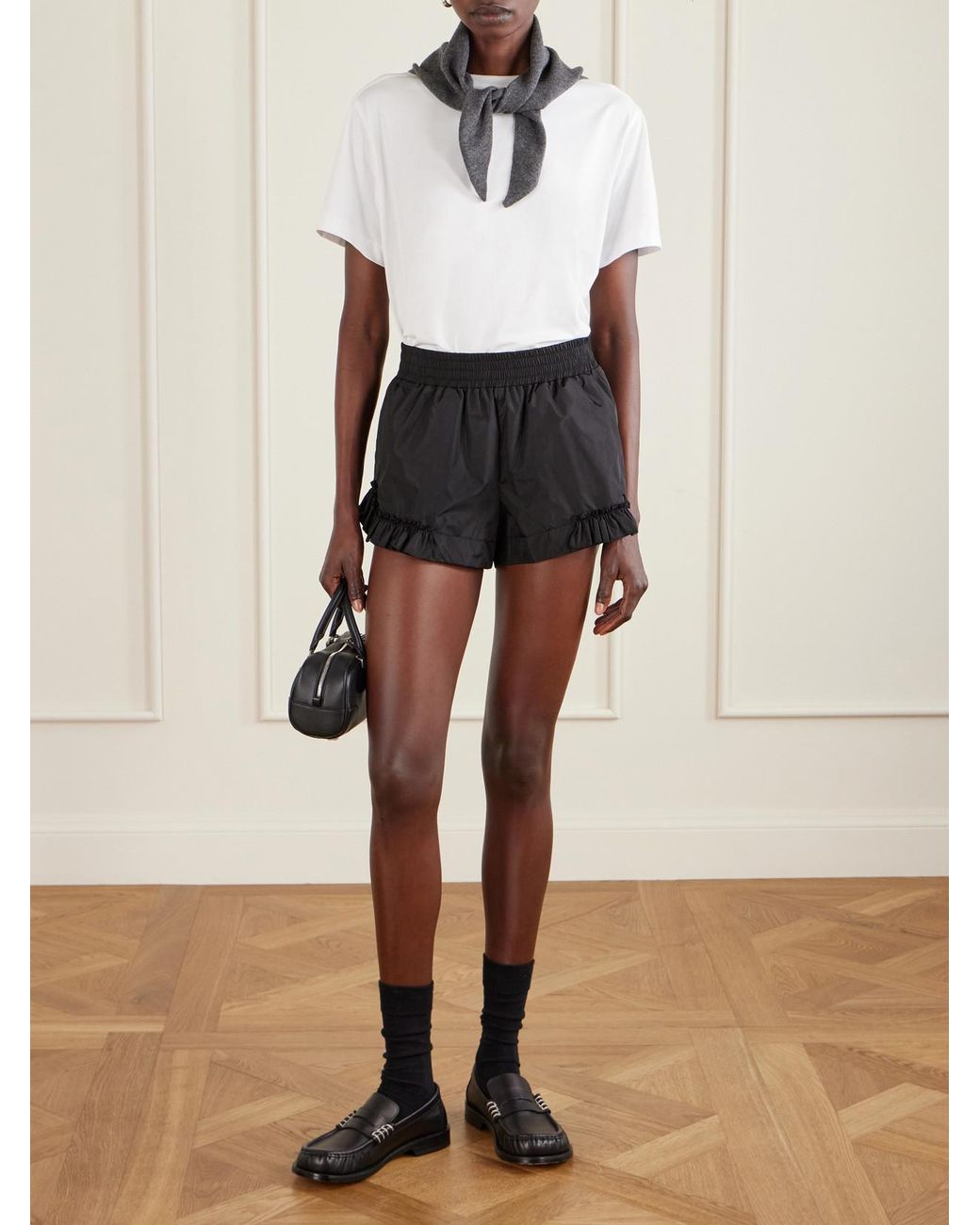 Simone Rocha Black Ruffled Shell Shorts