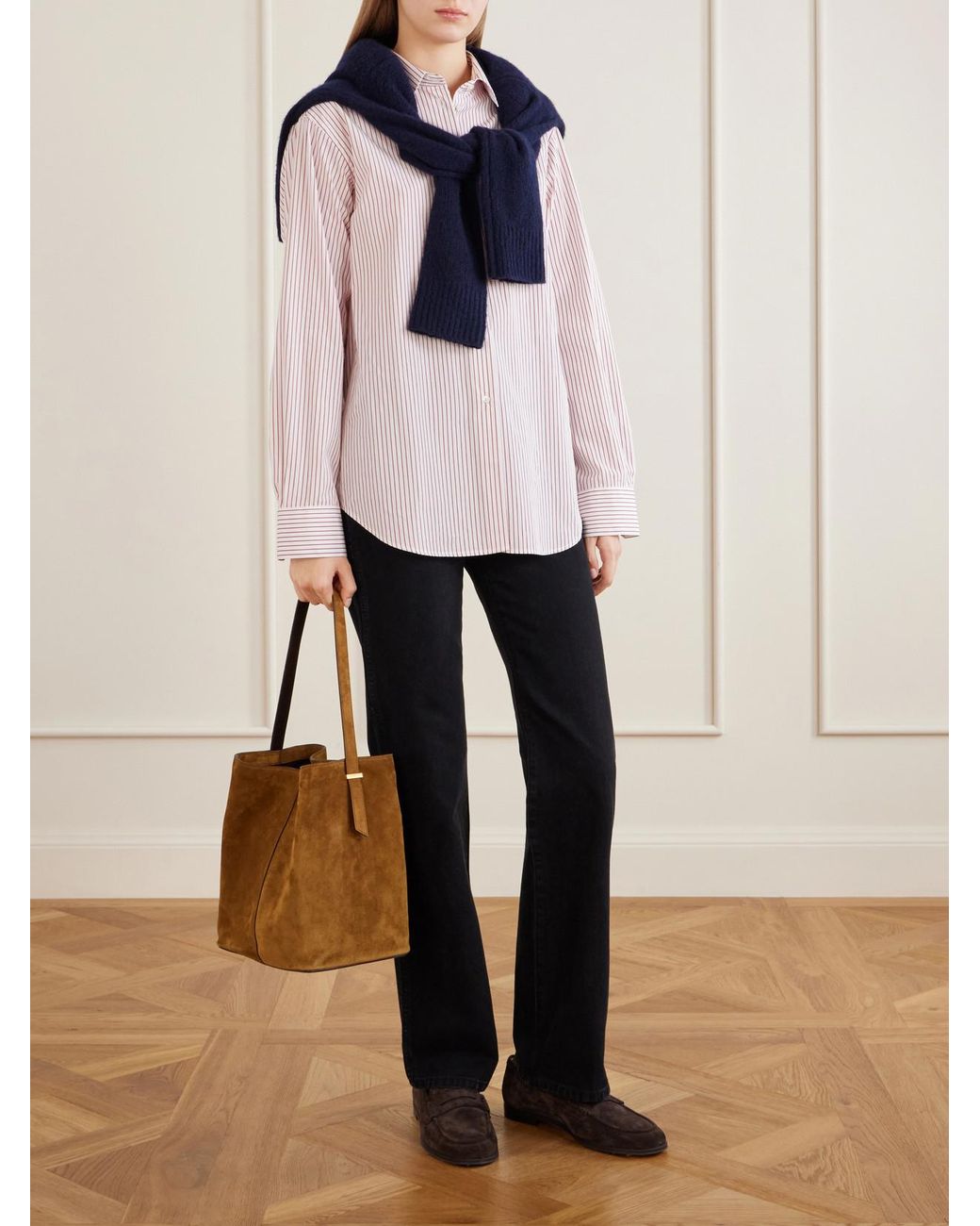 Metier Brown Tilt 22 Suede Shoulder Bag