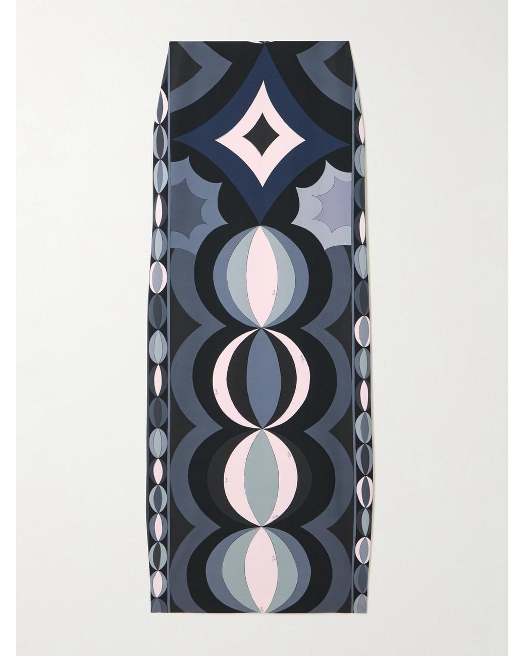 Emilio Pucci Blue Printed Stretch-Scuba Maxi Skirt