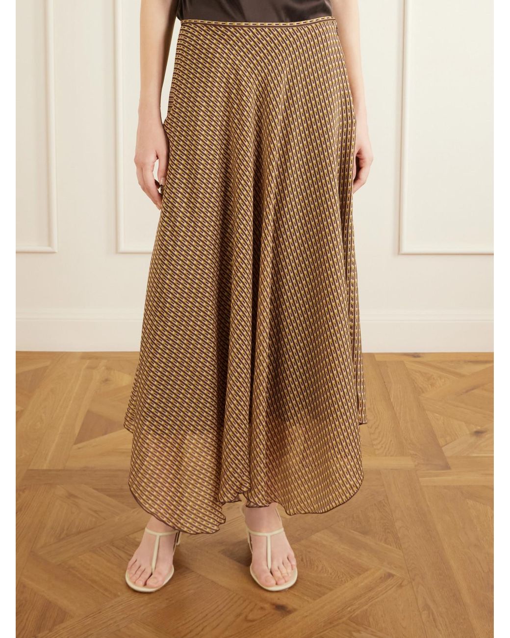 Sir Brown Cooper Asymmetric Printed Chiffon Maxi Skirt
