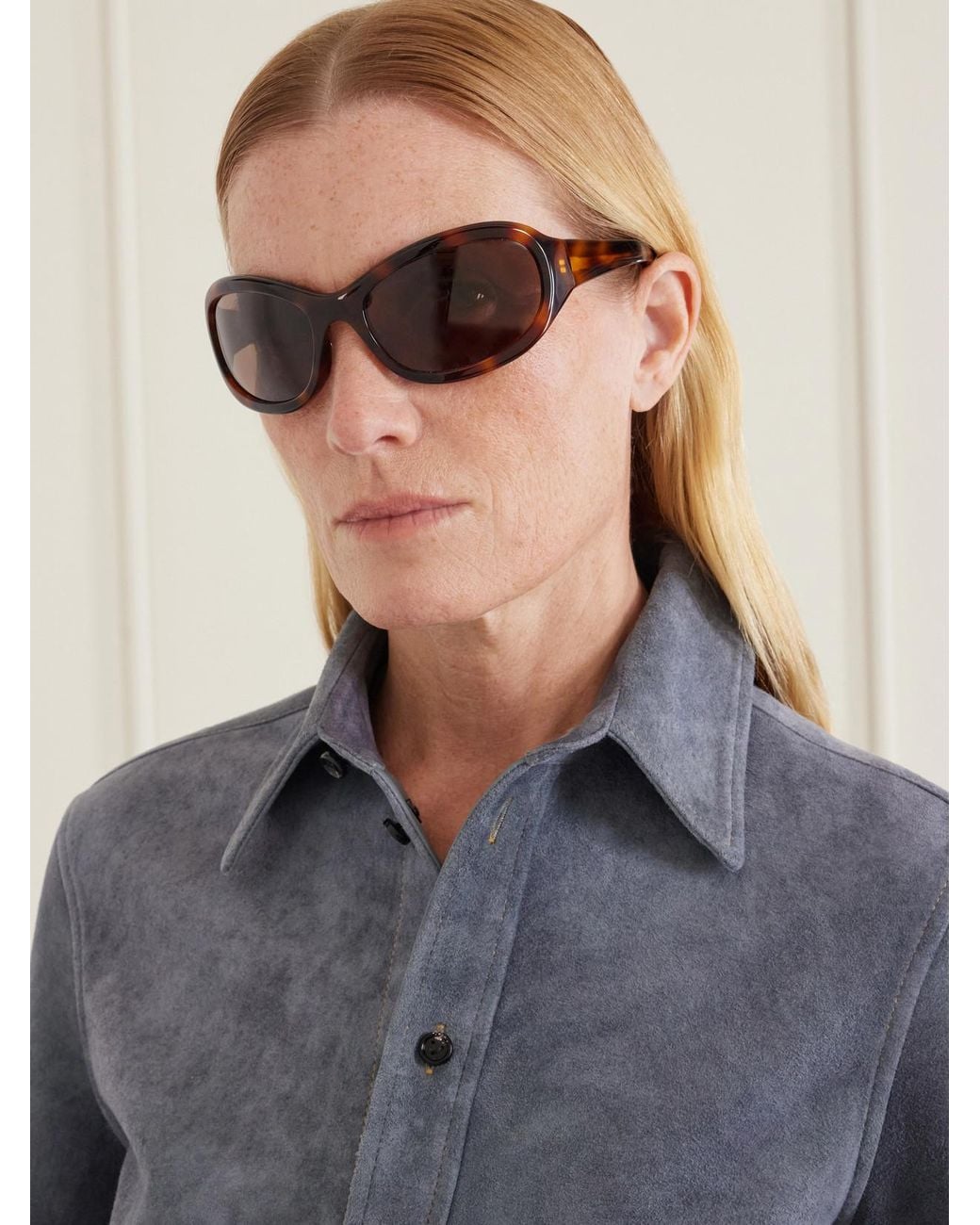 Oliver Peoples Brown Khaite 1967C Round-Frame Acetate Sunglasses
