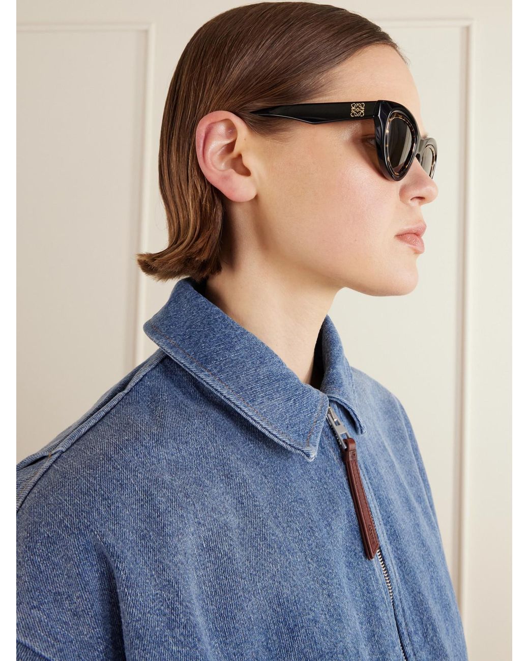 Loewe Black Anagram Cat-Eye Acetate Sunglasses