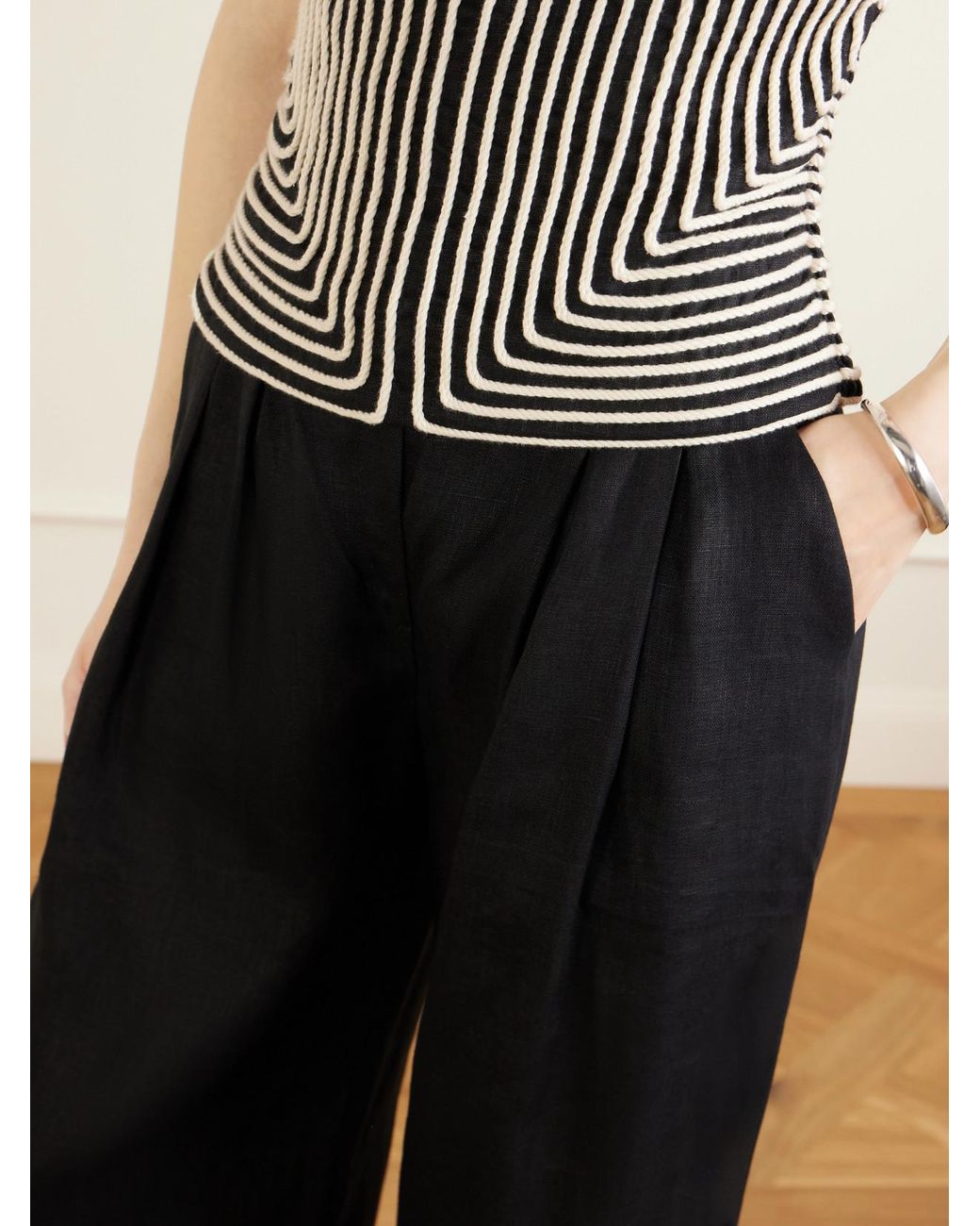 ANDRES OTALORA Blue La Promesa Linen Wide-Leg Pants