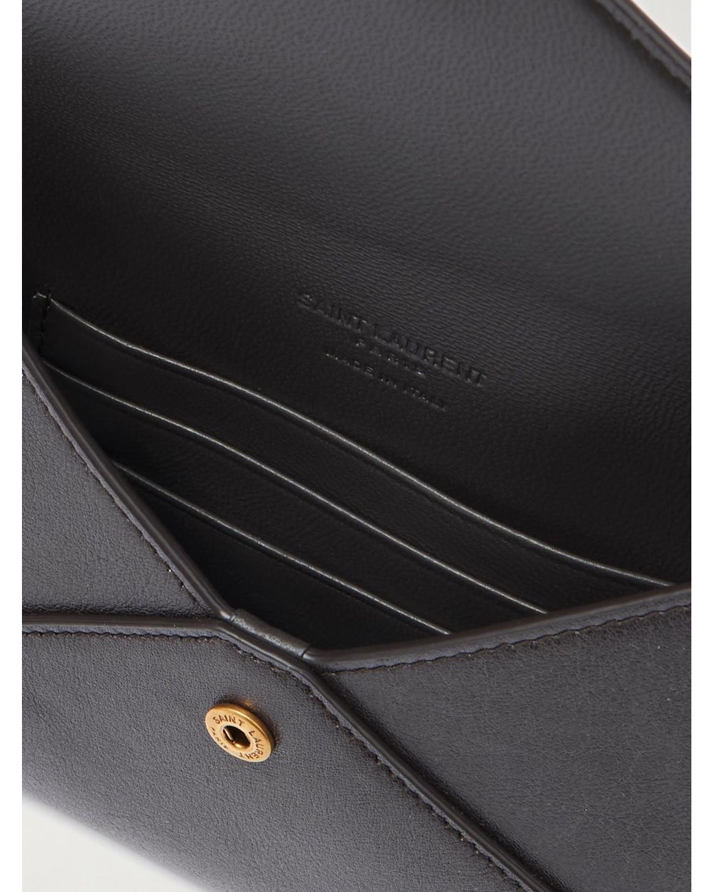 Saint Laurent Gray Textured-Leather Wallet