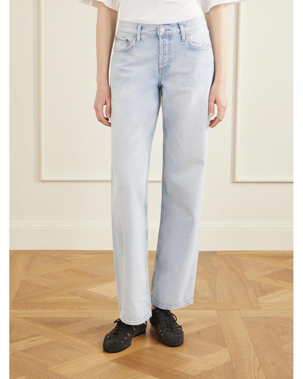 Agolde Blue Low Rise Loose Organic Flared Jeans