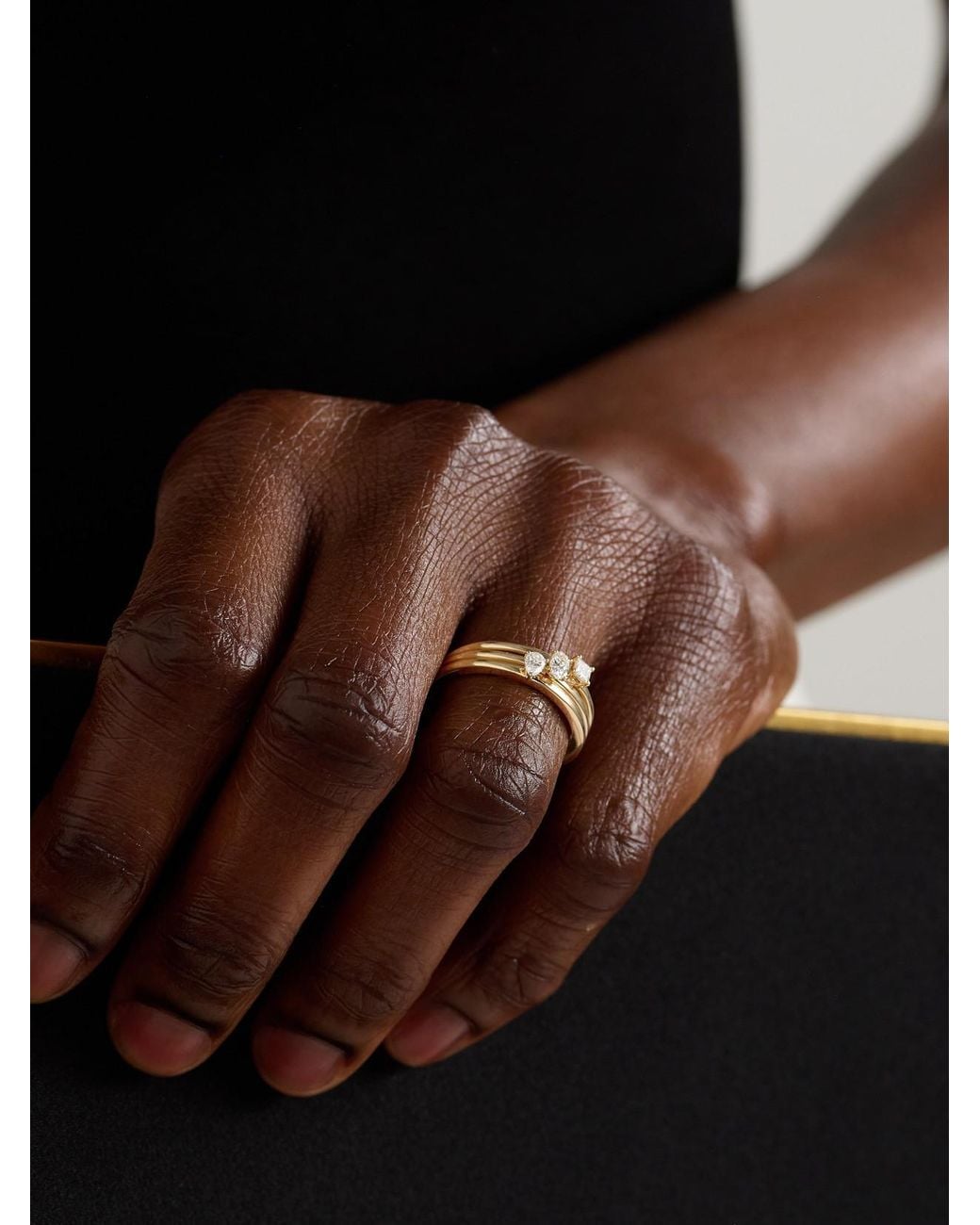 STONE AND STRAND Natural Set Of Three 14-Karat Diamond Rings
