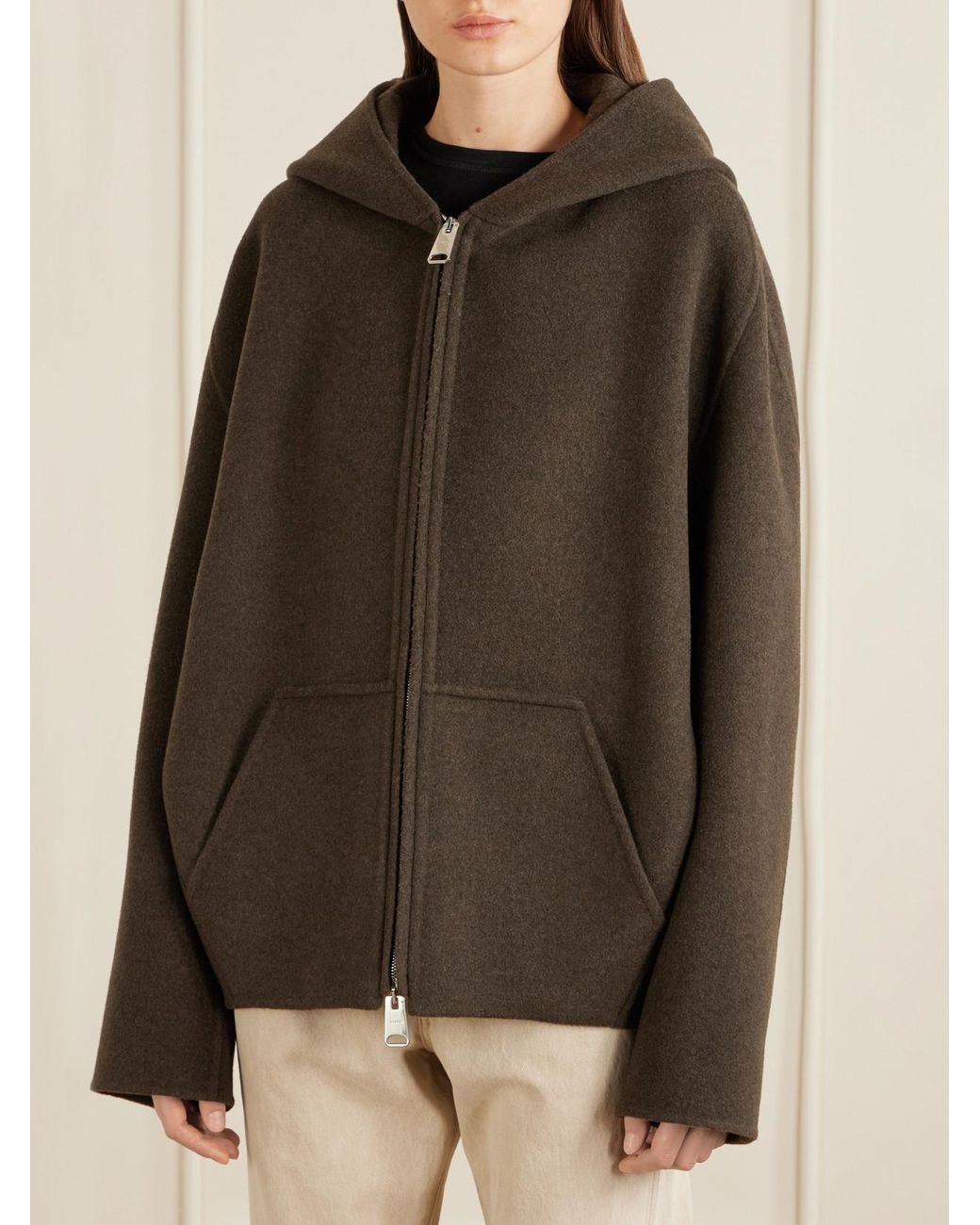 Khaite Brown Dolem Hooded Wool Zip-Up Jacket