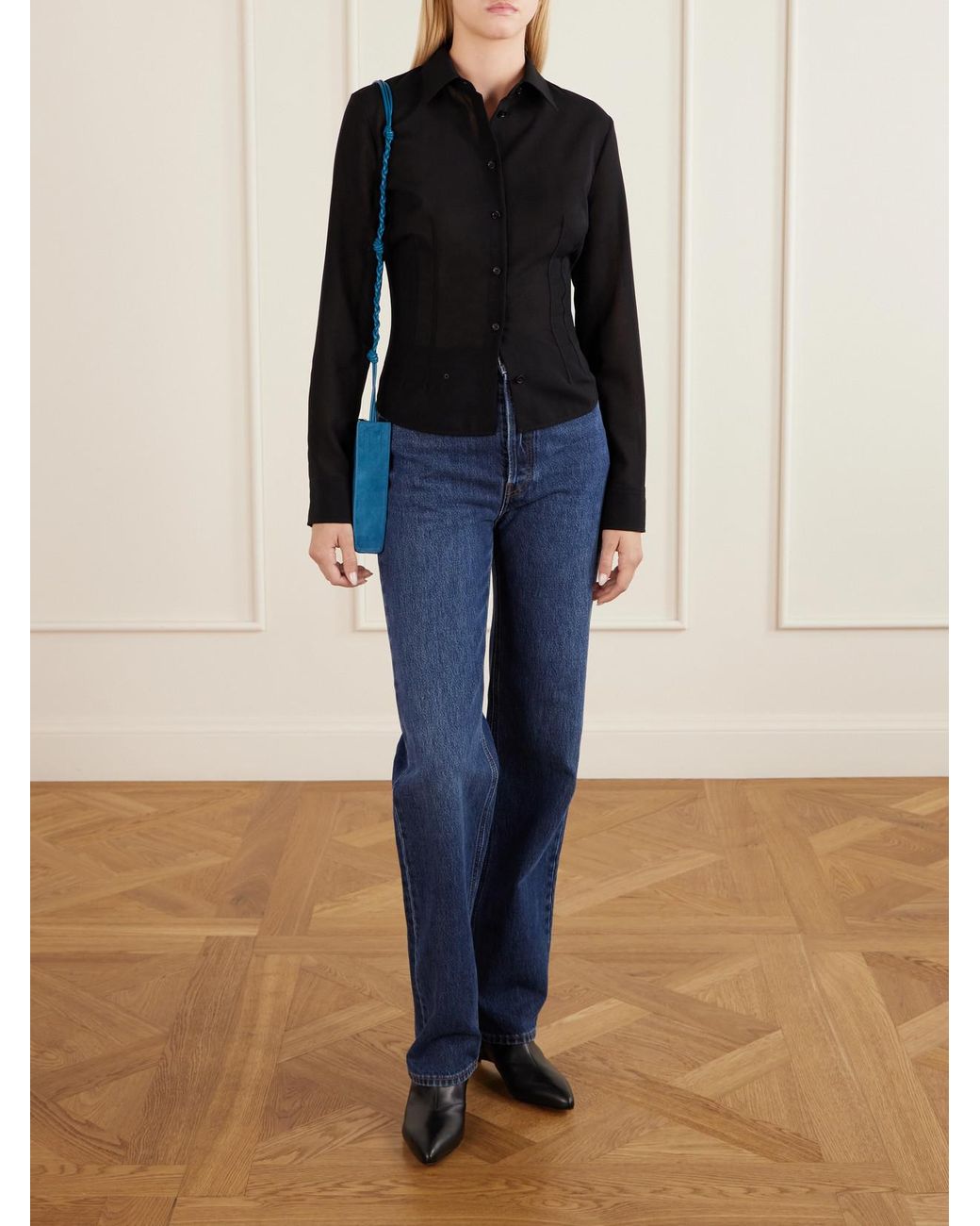 Jil Sander Black Arc Leather Ankle Boots
