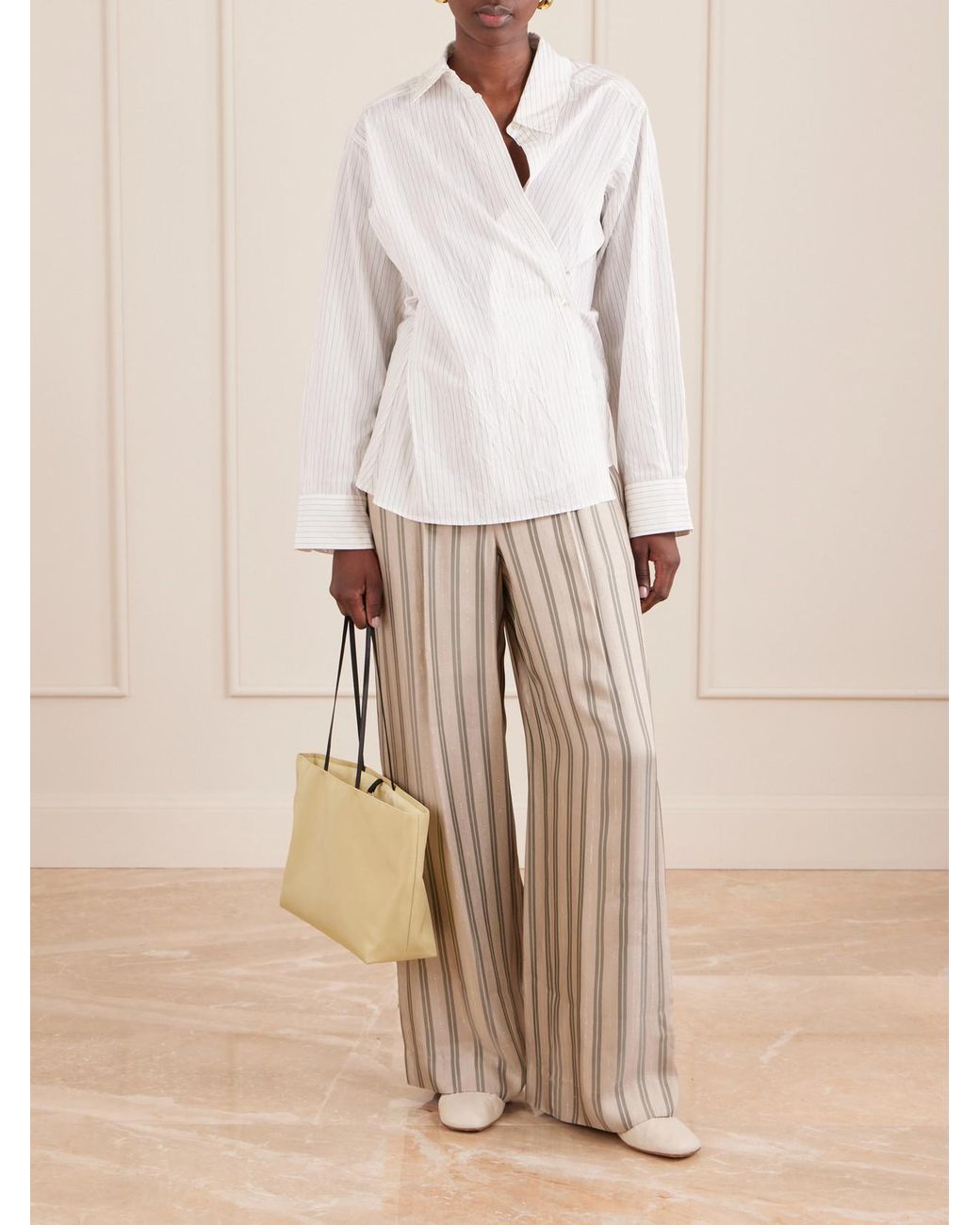 Twp White Hudson St Striped Wide-Leg Pants