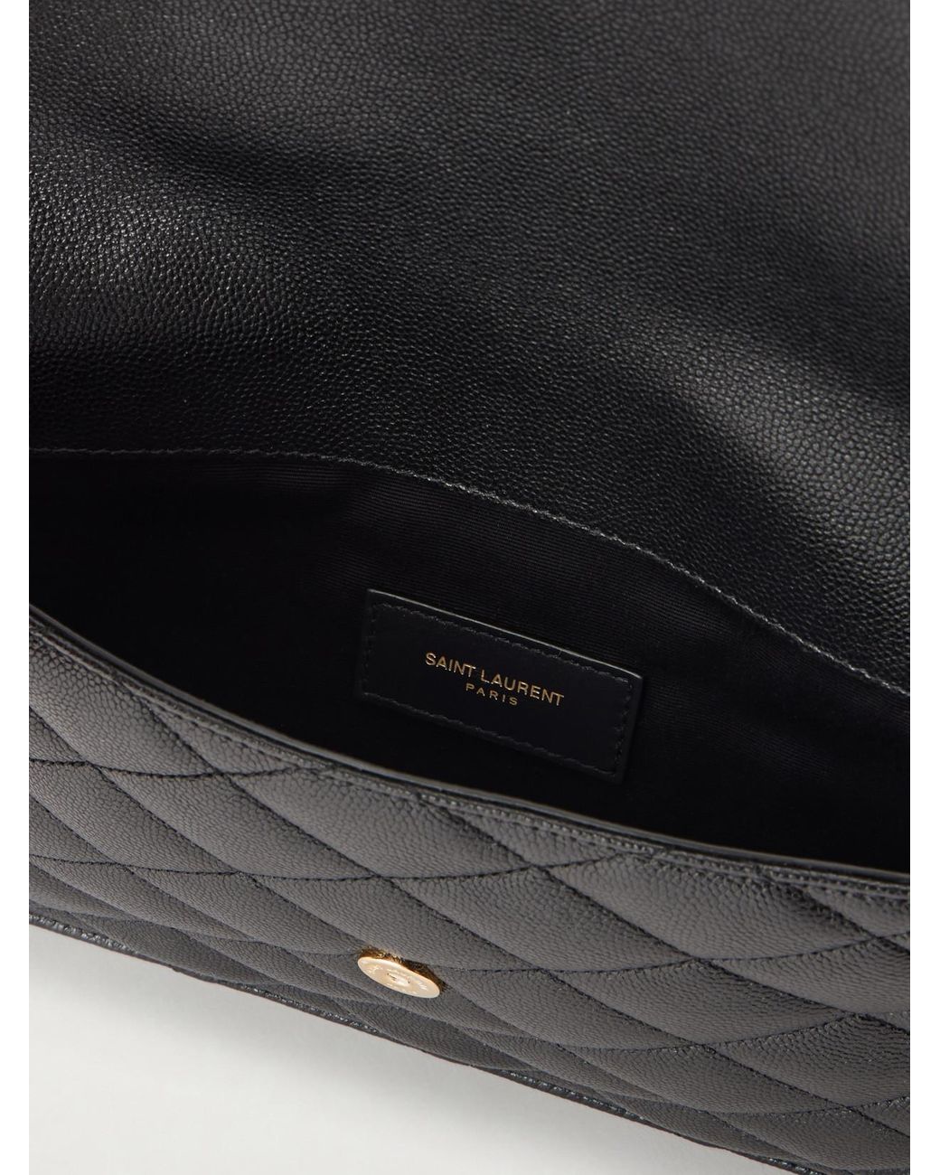 Saint Laurent Black Grain De Sable Leather Clutch
