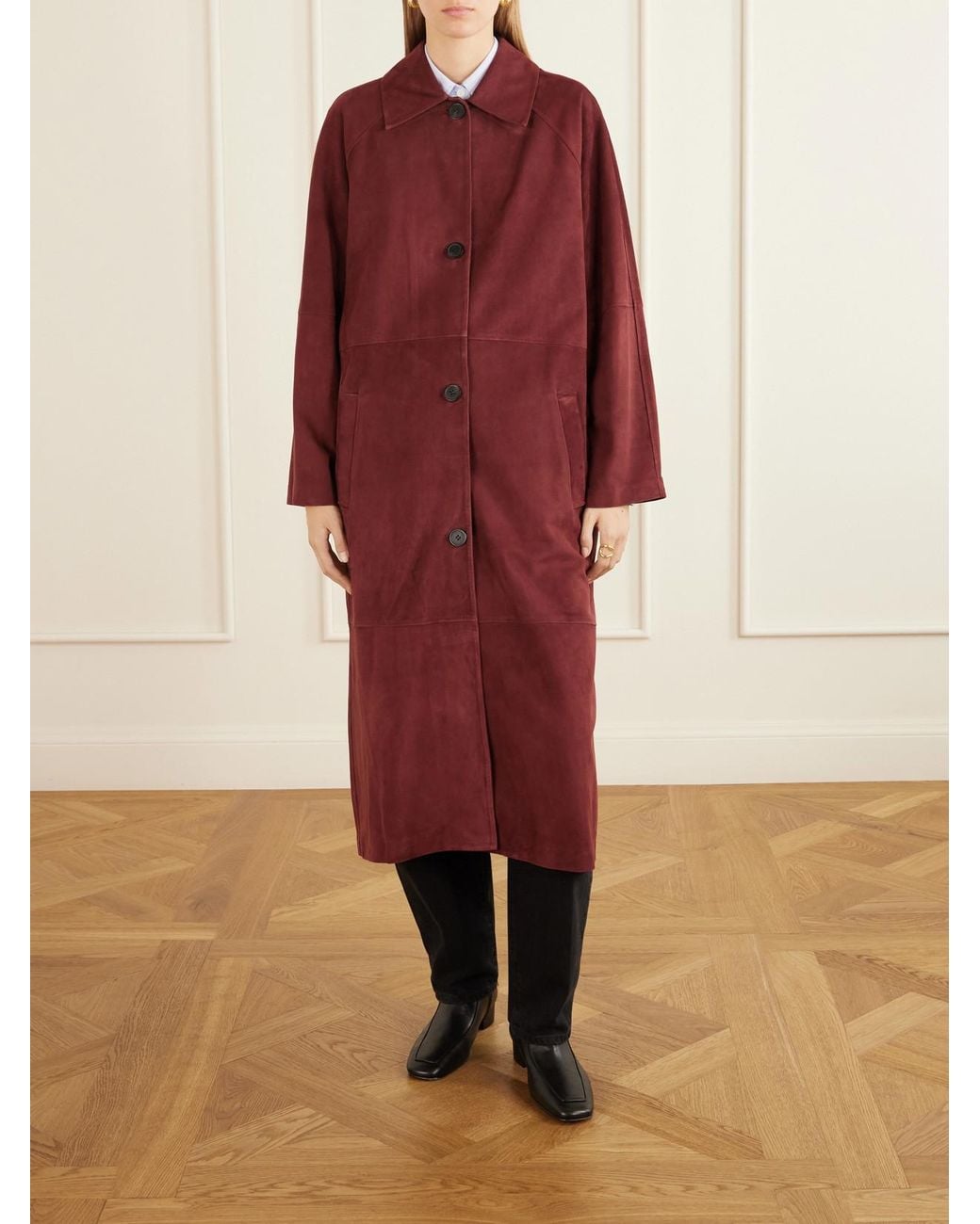 Arma Red Judy Oversized Suede Coat