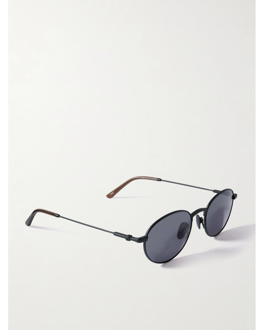 THISTLES Black The Cruz Oval-Frame Metal Sunglasses