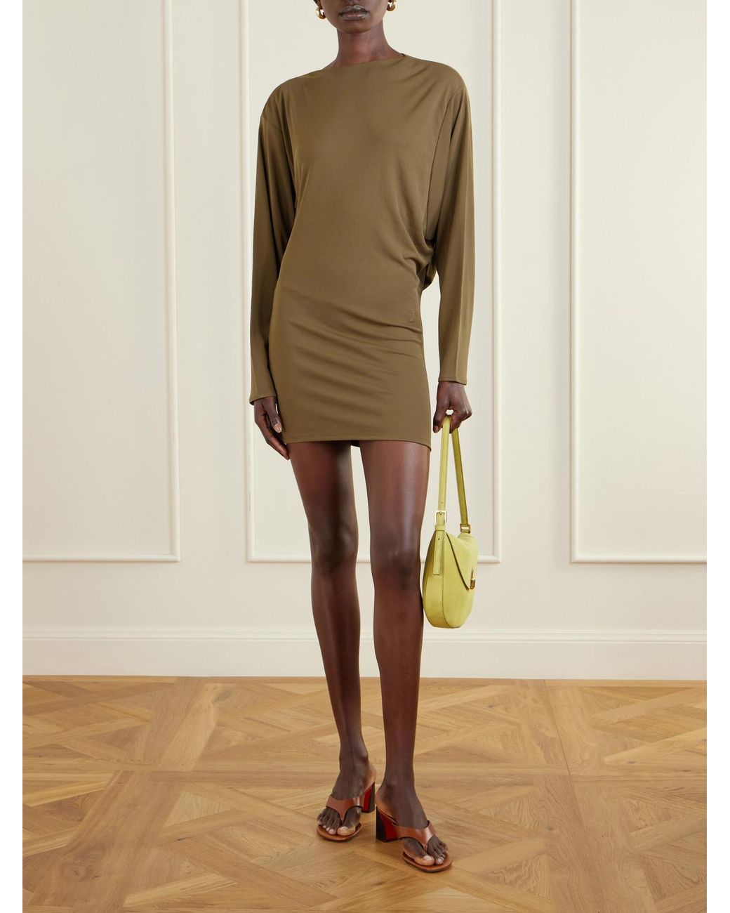 Jacquemus The Mistral Open-Back Draped Jersey Mini Dress in Natural | Lyst