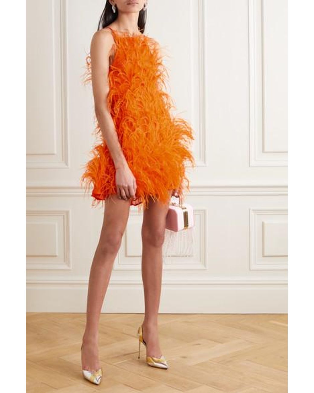 Cult Gaia Shannon Ostrich Feather Dress - Pink