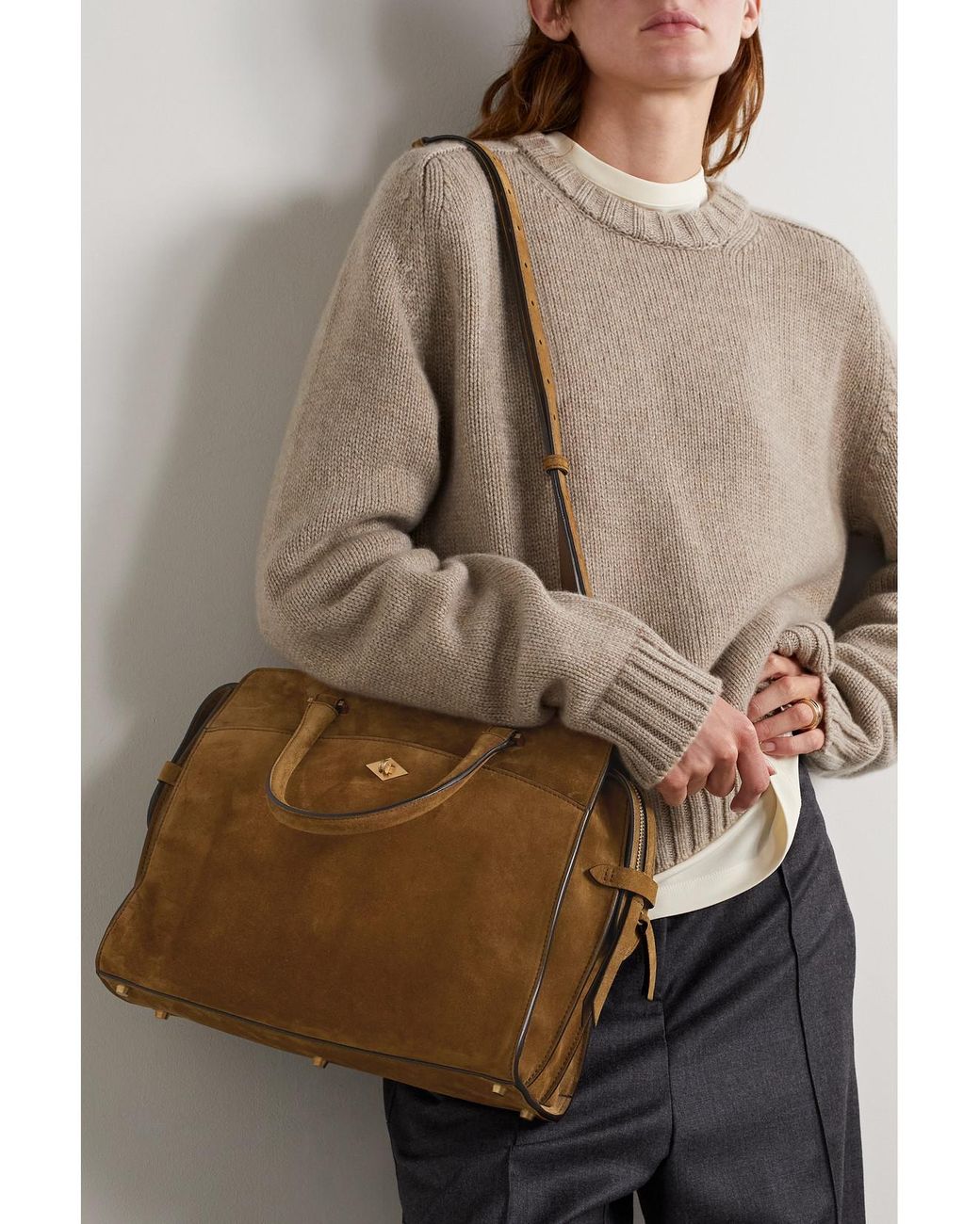 Metier Brown Private Eye Slim Suede Tote