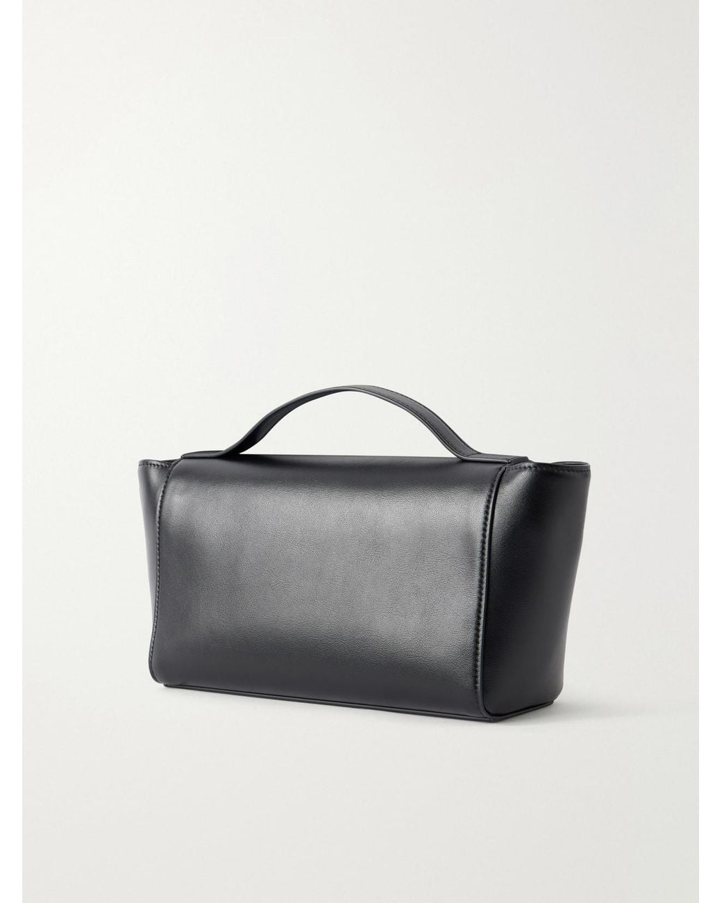 SAVETTE Black Symmetry Trapeze Pochette Leather Top-Handle Bag
