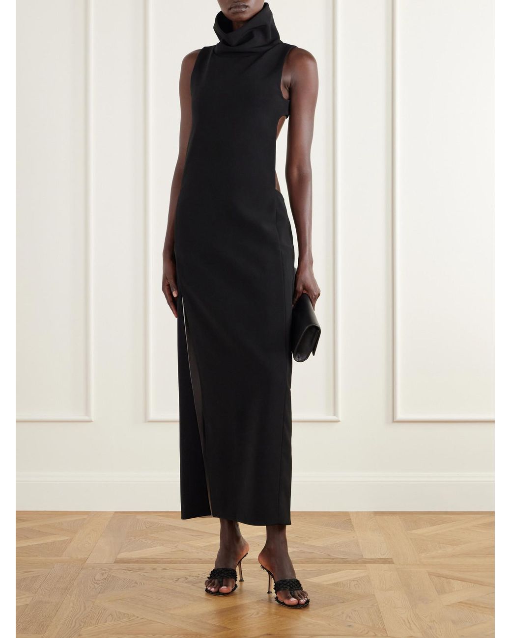 Courreges Black Cut-Out Crepe Maxi Dress