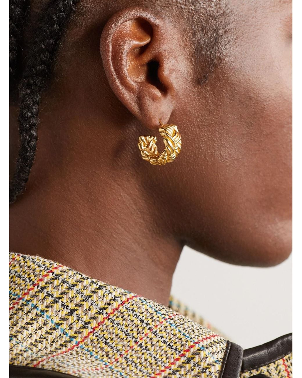 Bottega Veneta Metallic Intrecciato-Plated Earrings