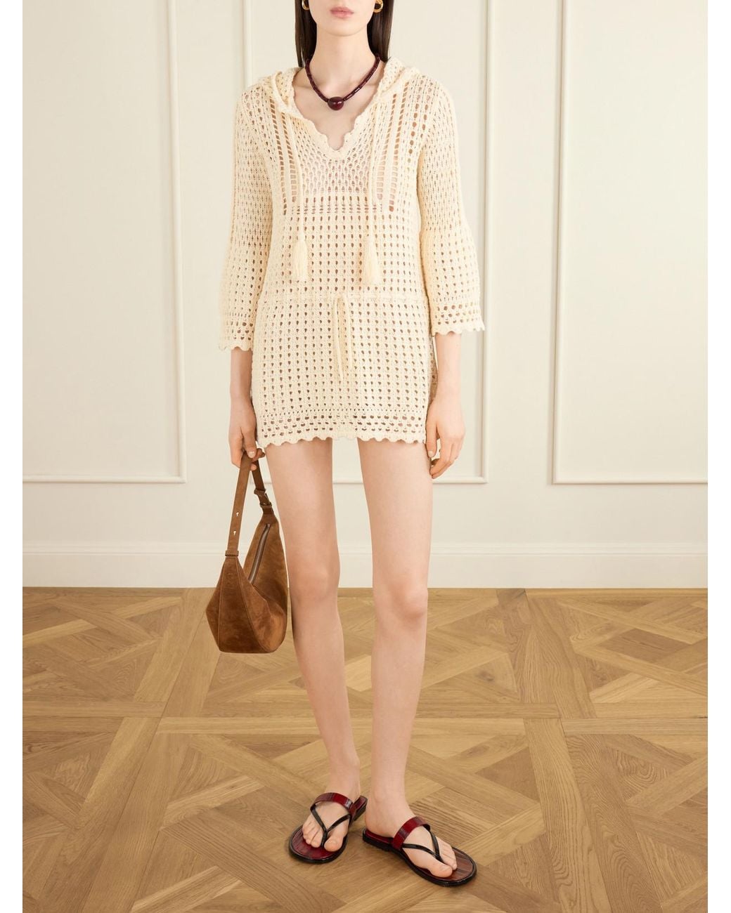 Isabel Marant Natural Zelnie Crocheted Cotton-Blend Mini Dress