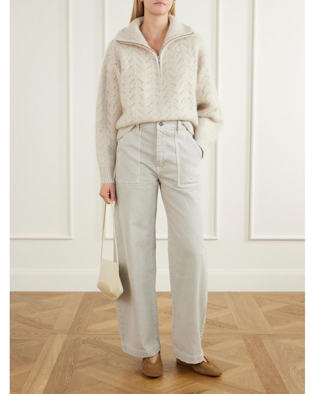 FRAME White The Airy Wool And Cashmere-Blend Cardigan