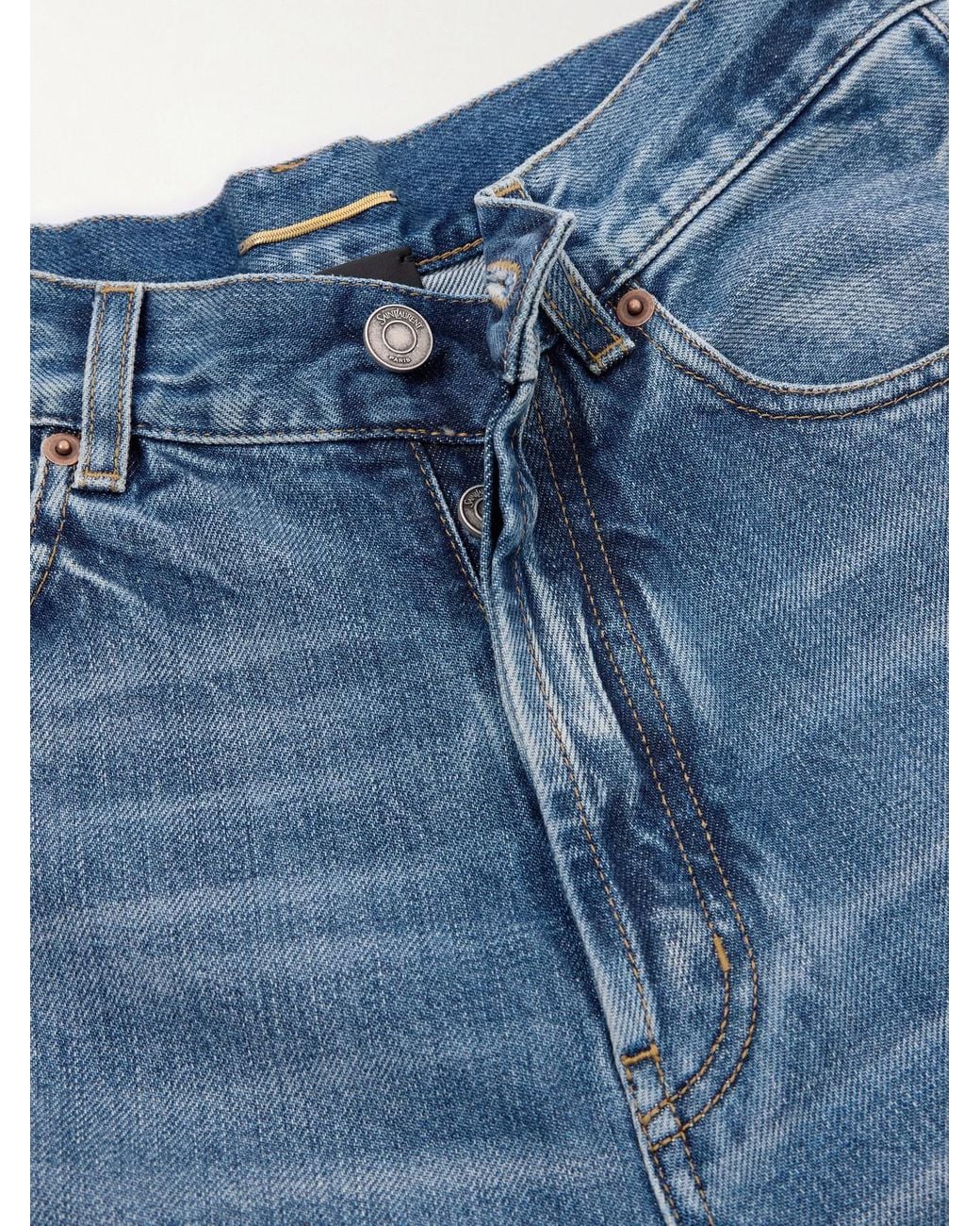 Saint Laurent Blue High-Rise Wide-Leg Jeans