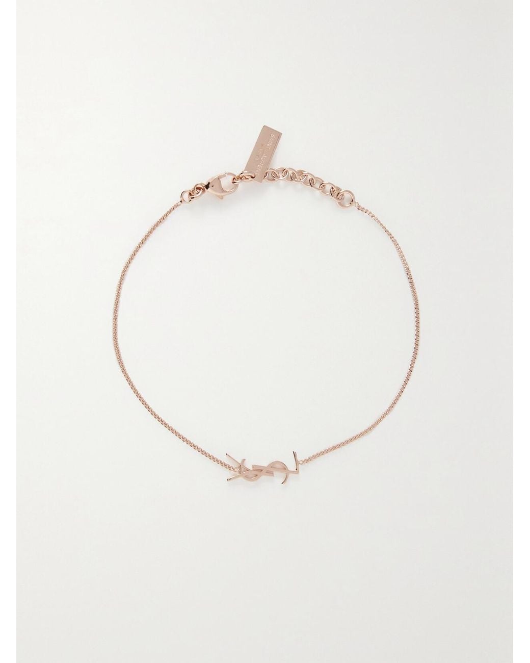 Saint Laurent White Rose-Tone Bracelet