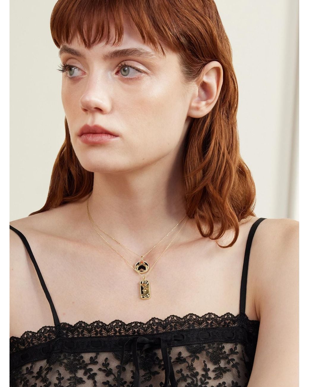 L'Atelier Nawbar Natural Golden Eclipse 18-Karat Multi-Stone Pendant Necklace