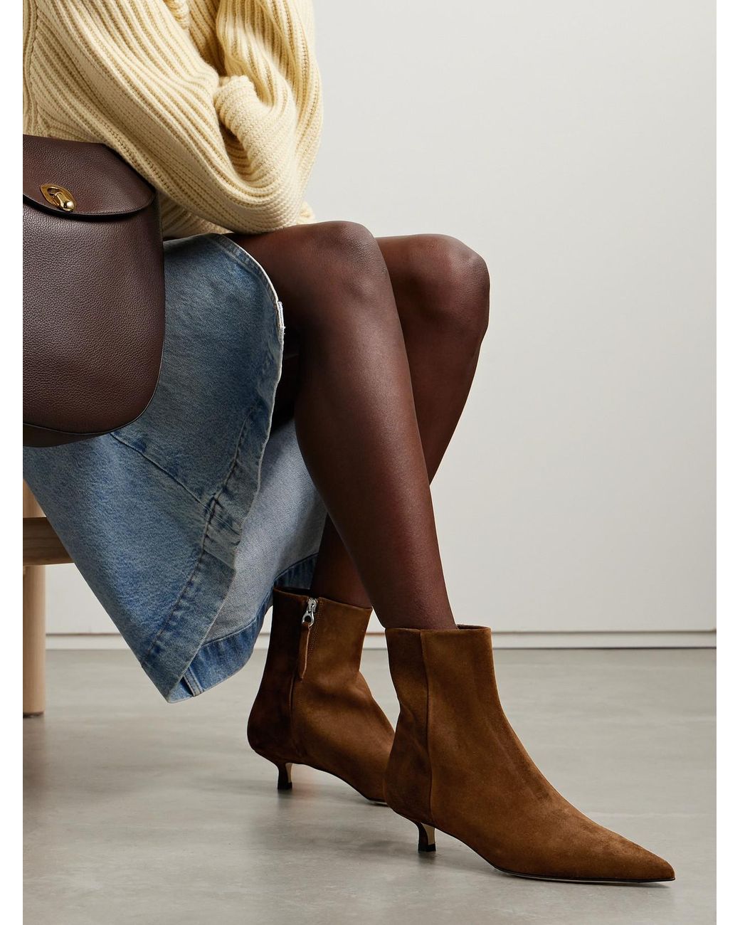 Aeyde Sofie Suede Ankle Boots in Brown
