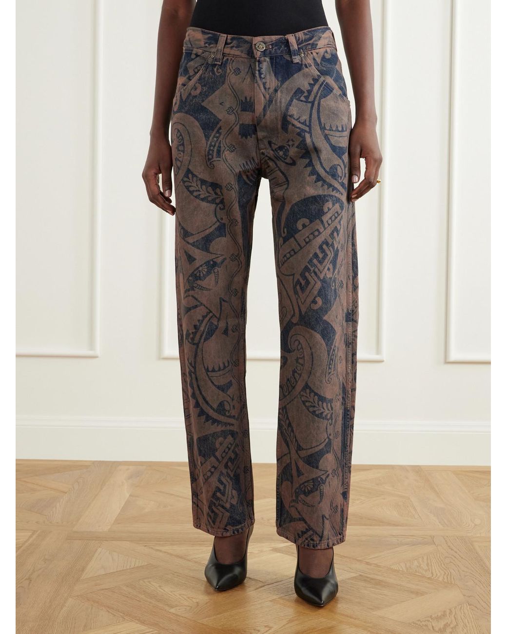 Vivienne Westwood Gray Ranch Printed High-Waisted Straight-Leg Organic Jeans
