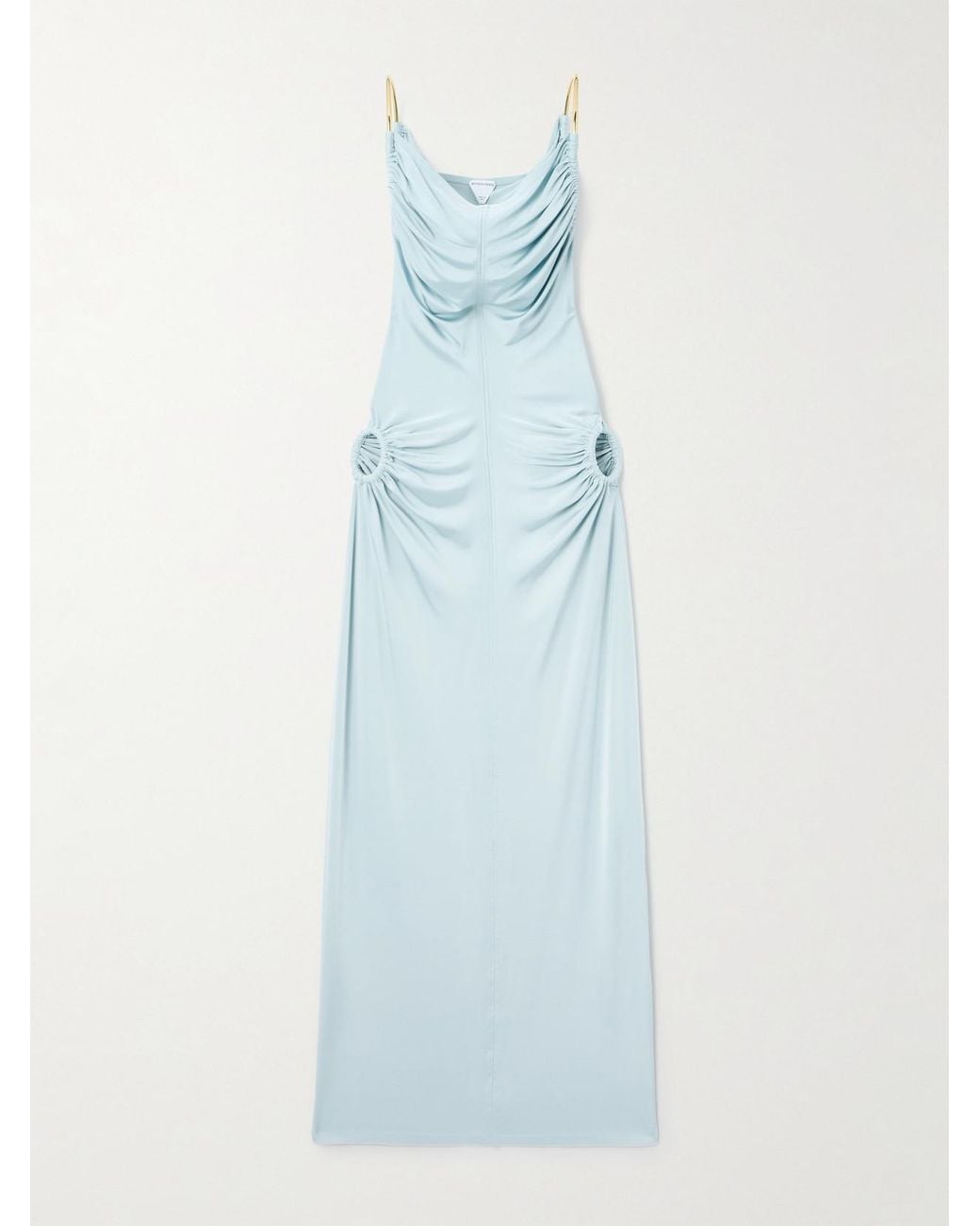 Bottega Veneta Blue Cutout Crepe Midi Dress