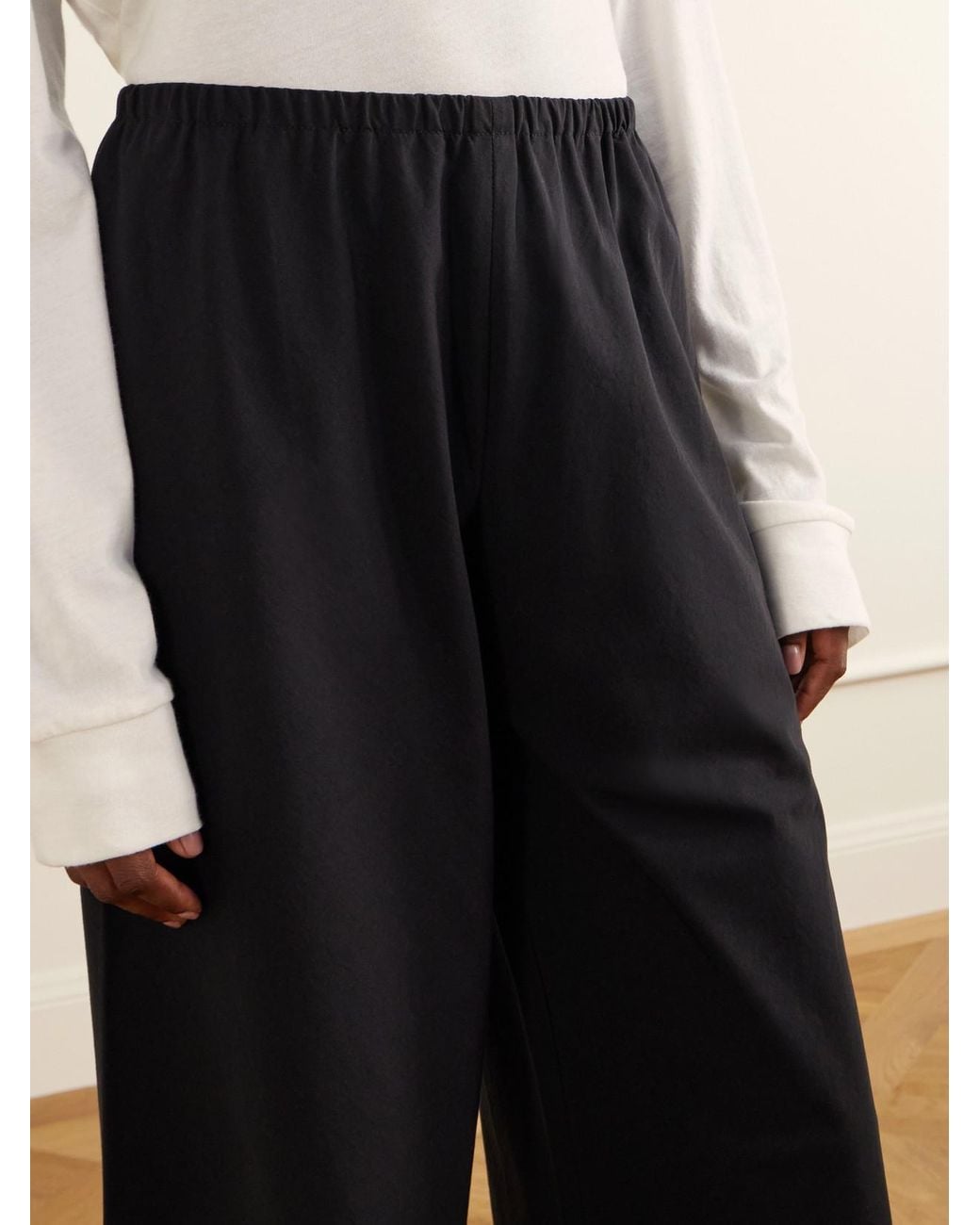 La Ligne Blue Colby Cotton-Poplin Wide-Leg Pants