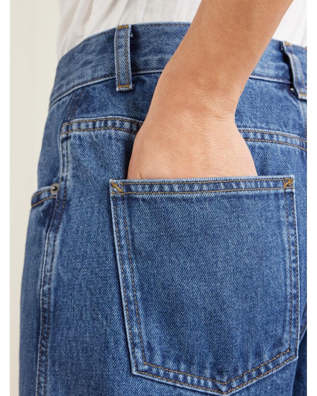 Matteau Blue Mid-Rise Straight-Leg Jeans