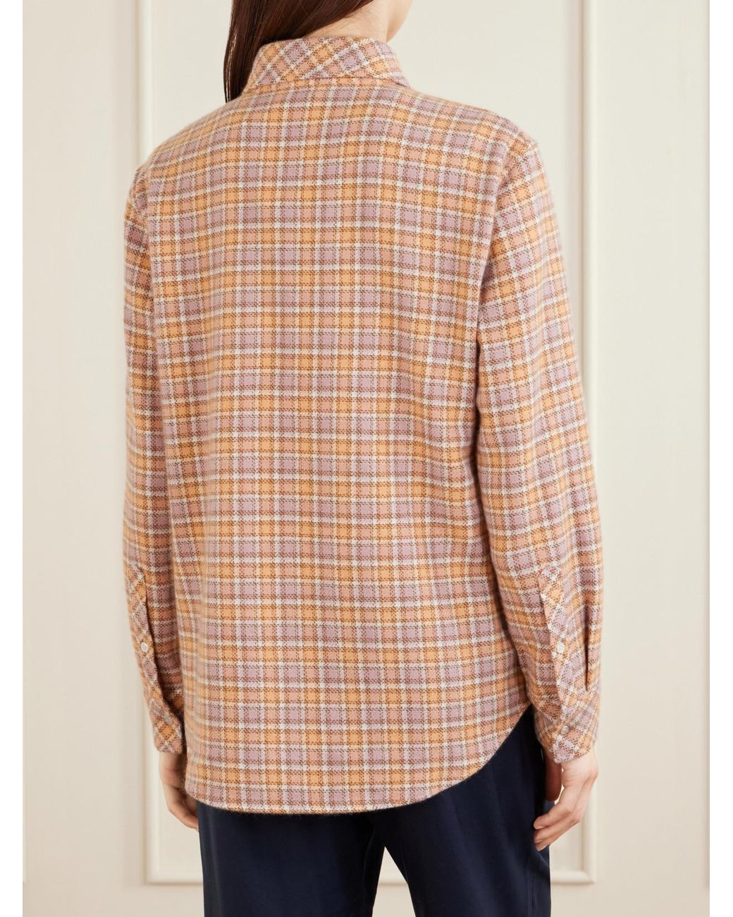 God's True Cashmere Natural Midnight Rose Checked Cashmere Shirt