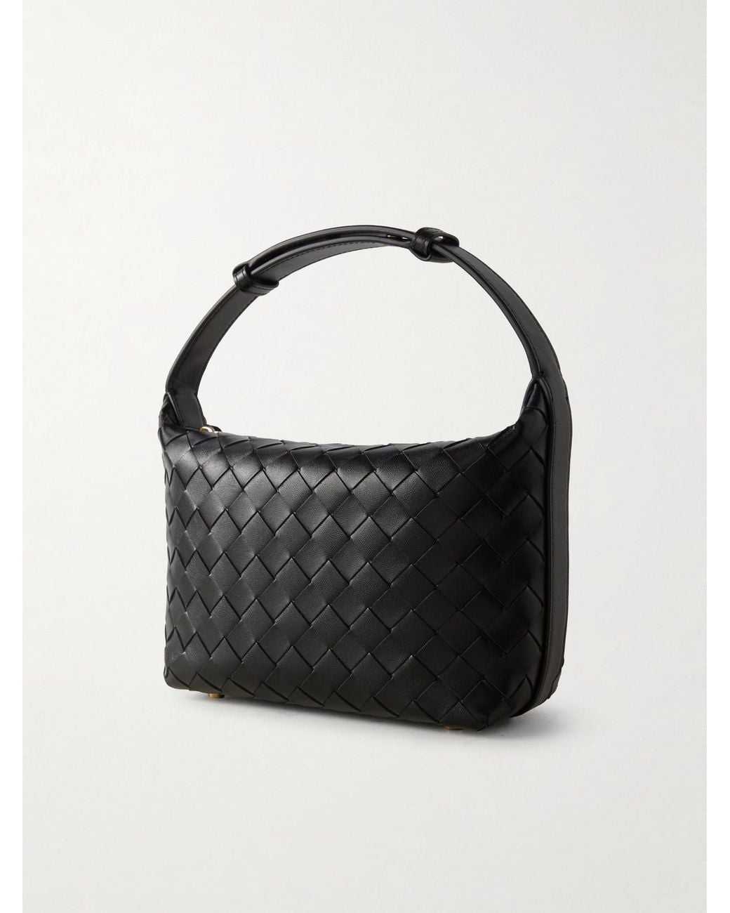 Bottega Veneta Black Wallace Mini Intrecciato Leather Shoulder Bag