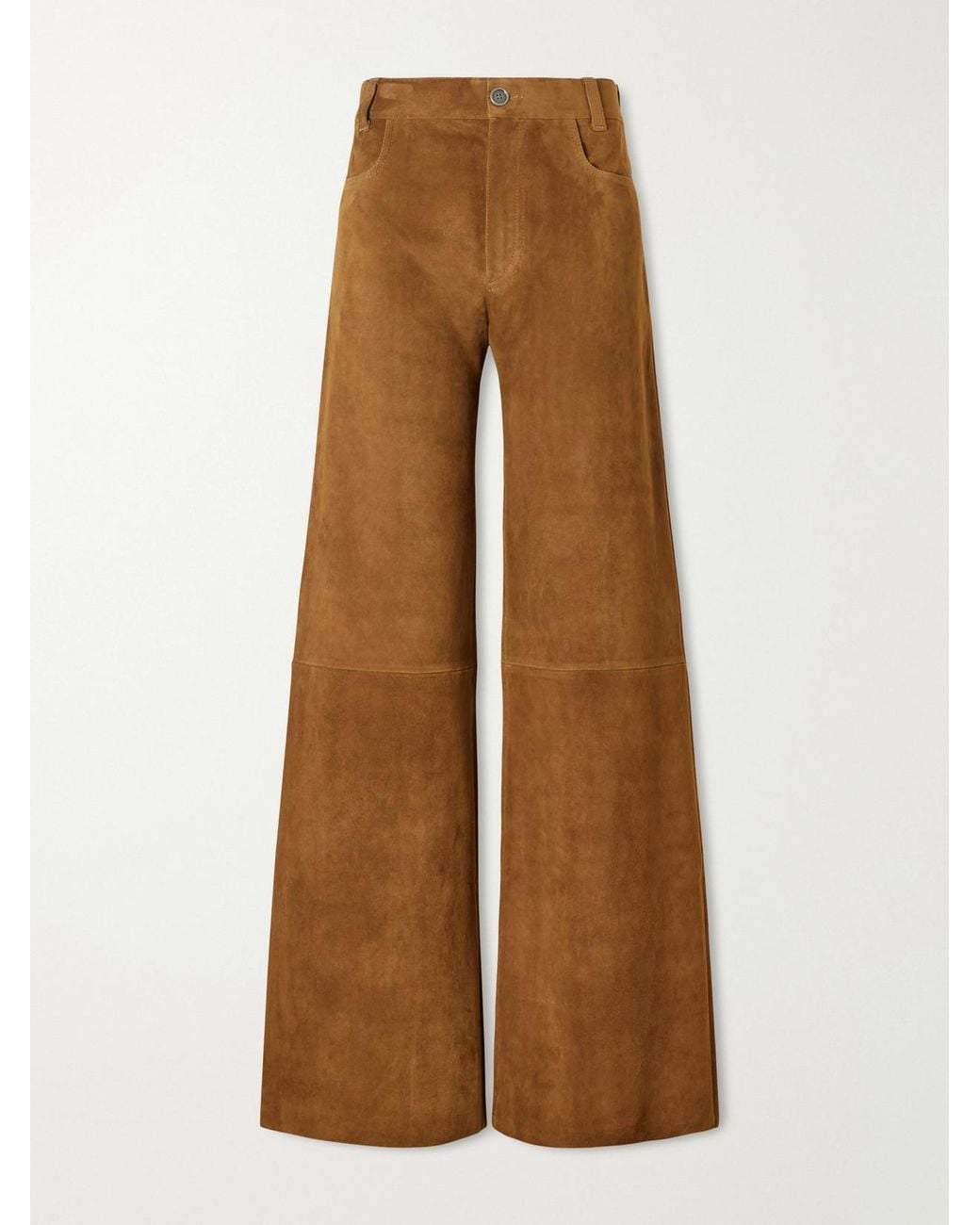 Stouls Brown Lilou Cropped Suede Wide-Leg Pants