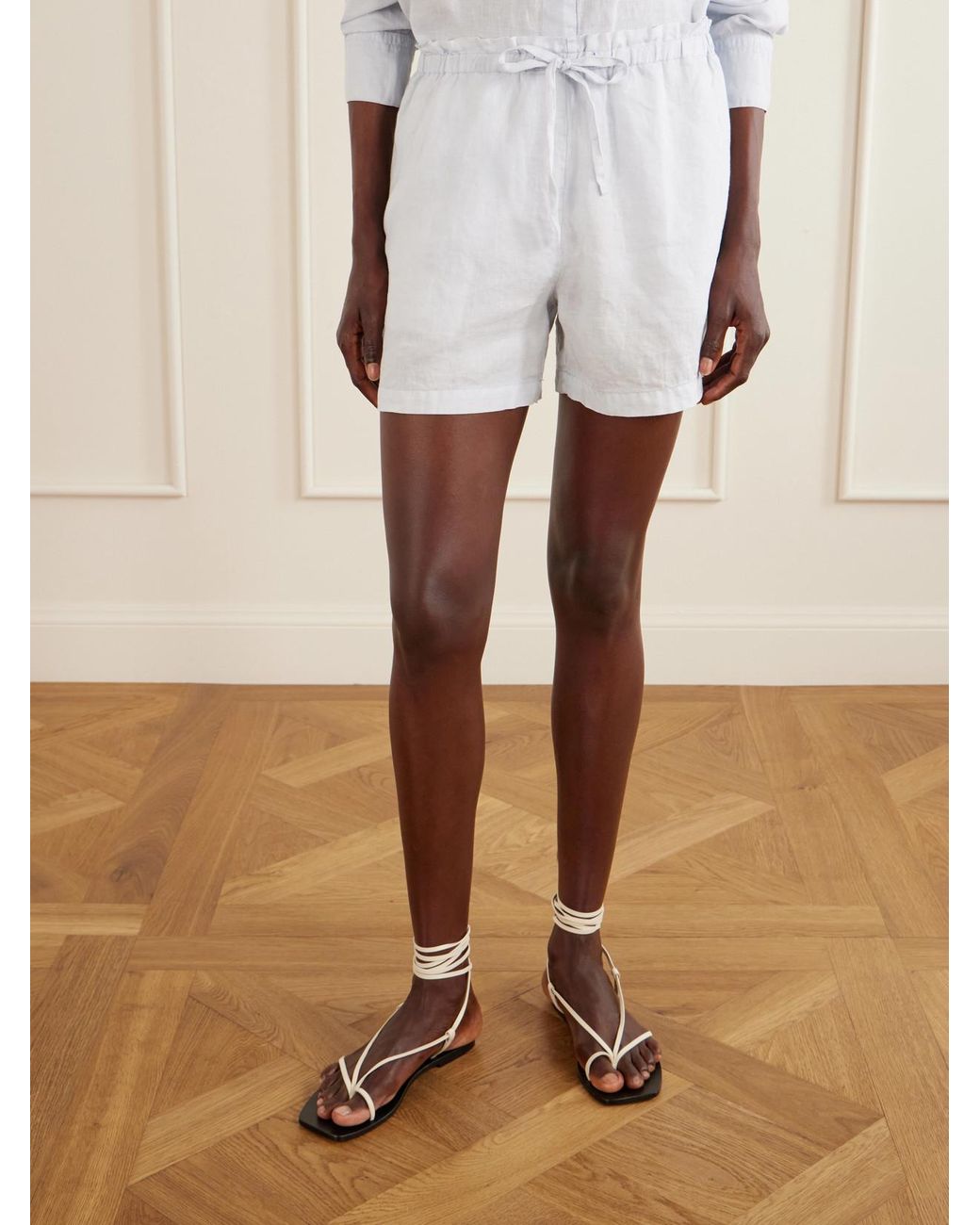 James Perse White Linen Shorts