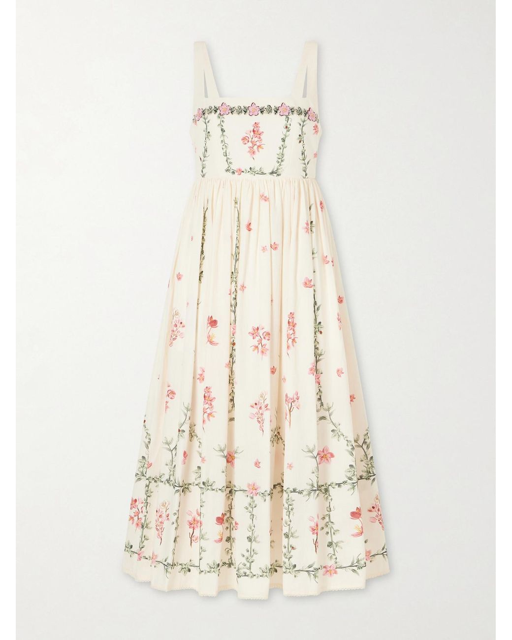 Agua Bendita Natural Barbara Floral-Printed Cotton Midi Dress