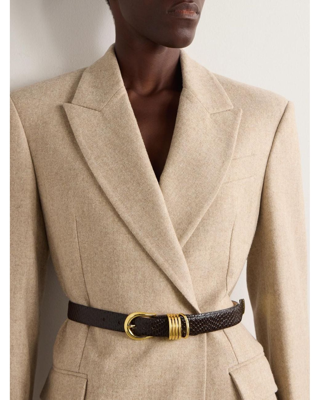 DEHANCHE Brown Hollyhock Viper Snake-Effect Leather Belt