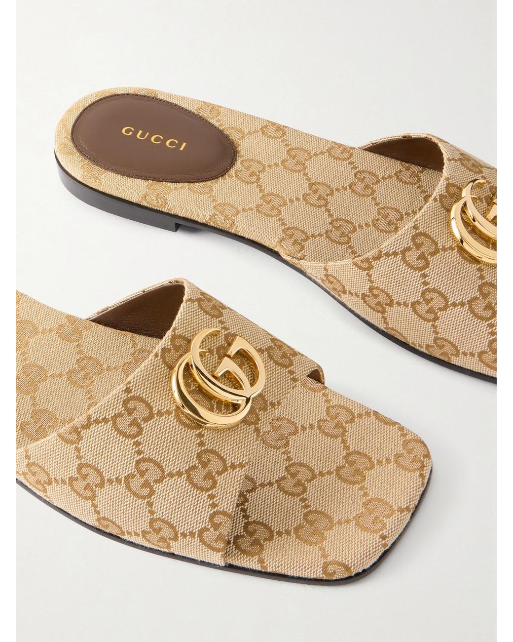 Gucci White Logo-Jacquard Sandals