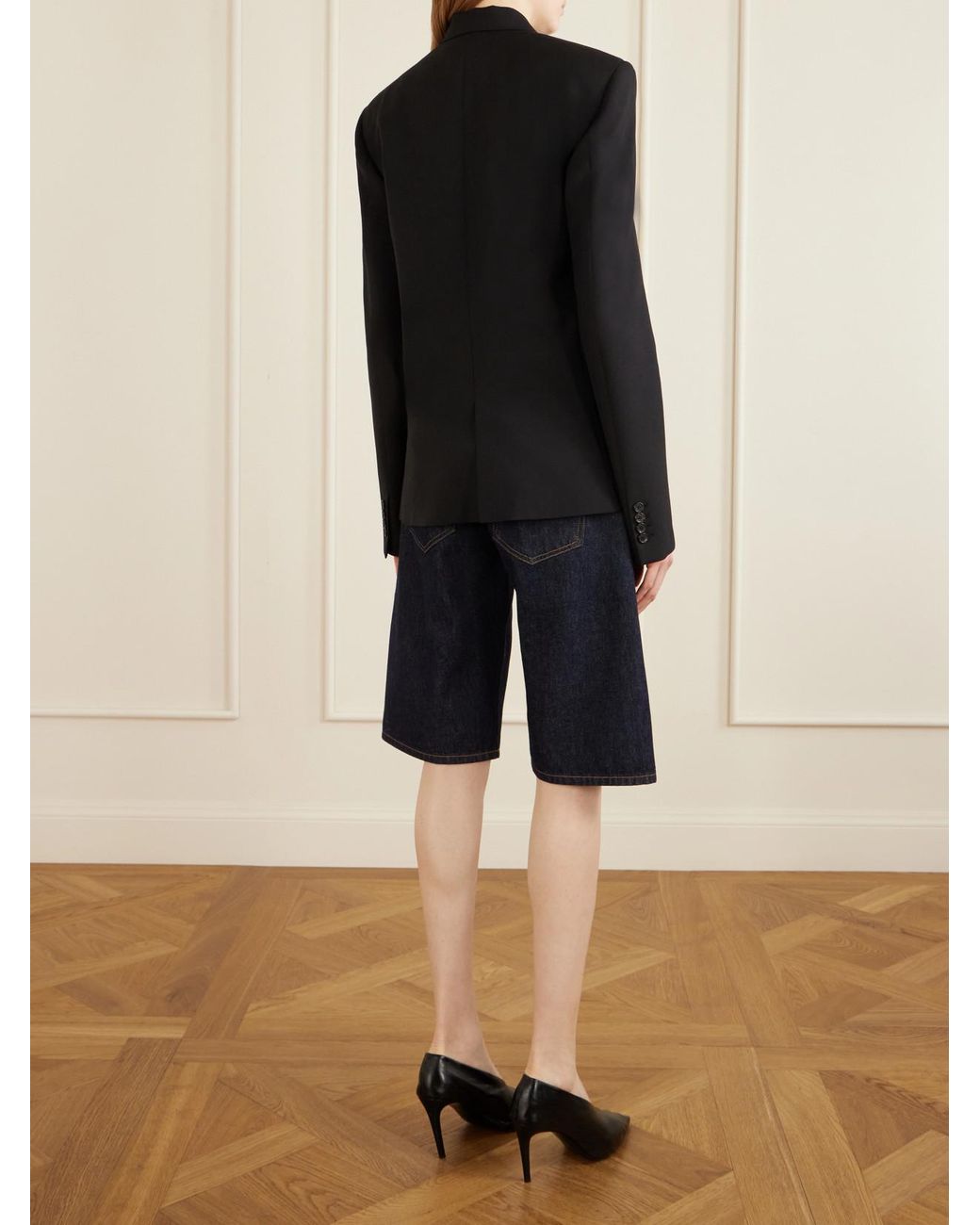 Khaite Black Rolo Double-Breasted Wool And Silk-Blend Blazer