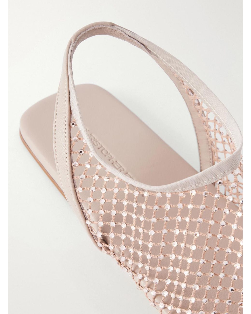 Christopher Esber Natural Minette Crystal-Embellished Mesh And Leather Slingback Sandals
