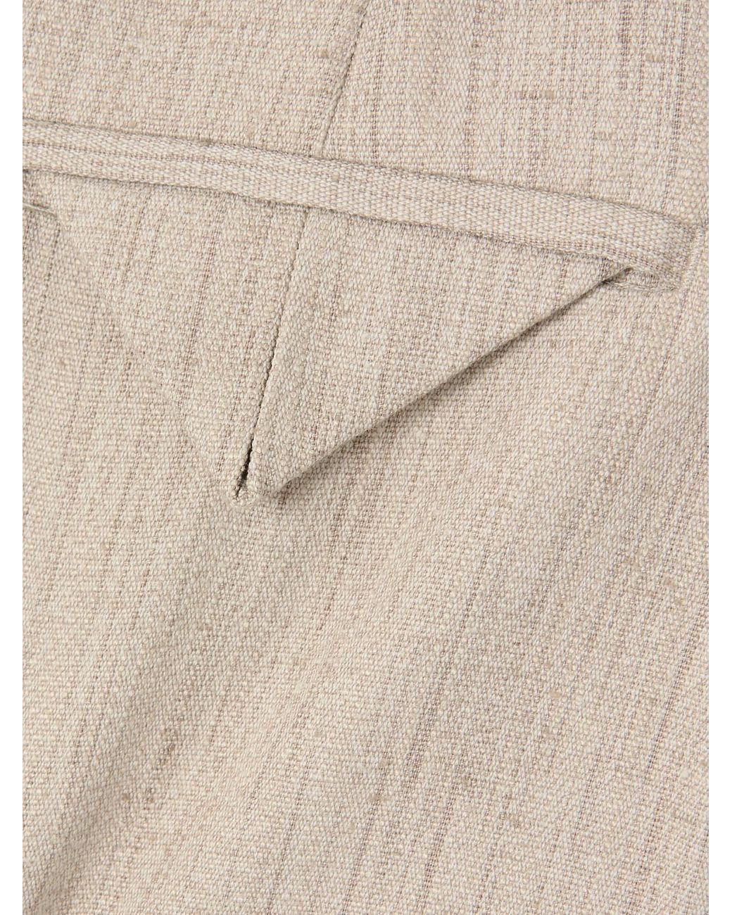 Bottega Veneta Natural Pleated Canvas Tapered Pants