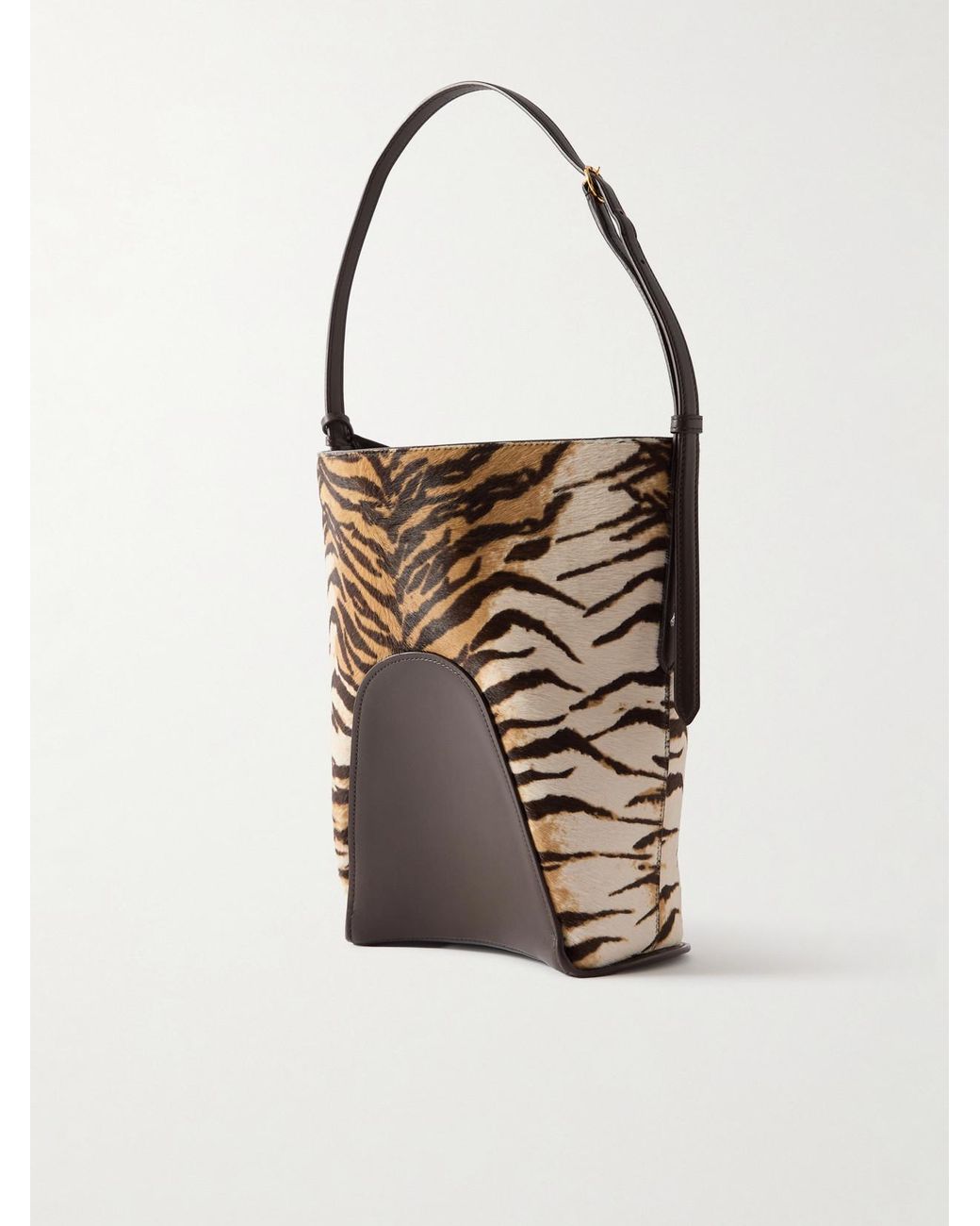 Alaïa White Hip Small Leather-Trimmed Tiger-Print Calf Hair Tote