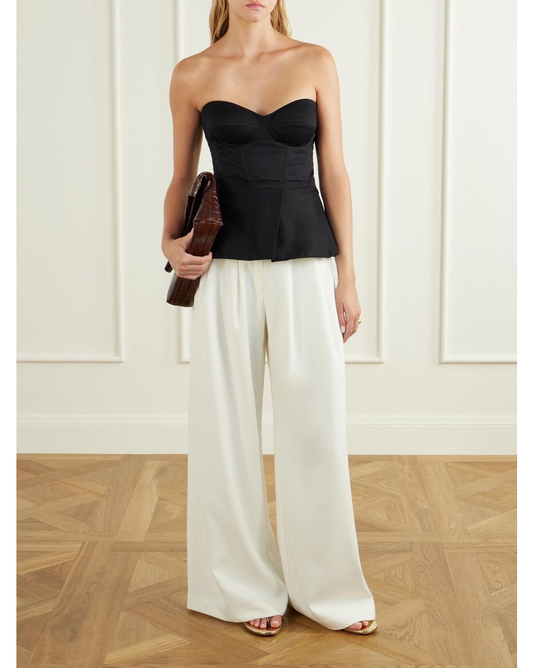 ANDRES OTALORA White Pleated Drill Wide-Leg Pants